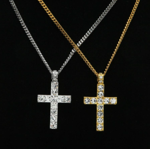 Unisex Cross Diamond Necklace 